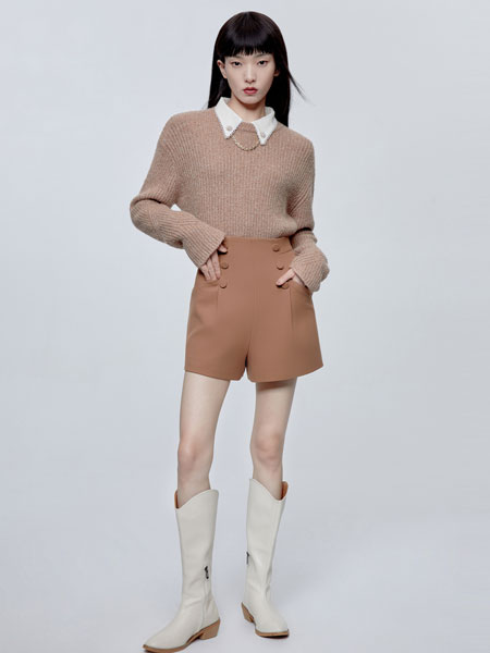 DoubleLove女装品牌2021冬季假两件柔软毛衣