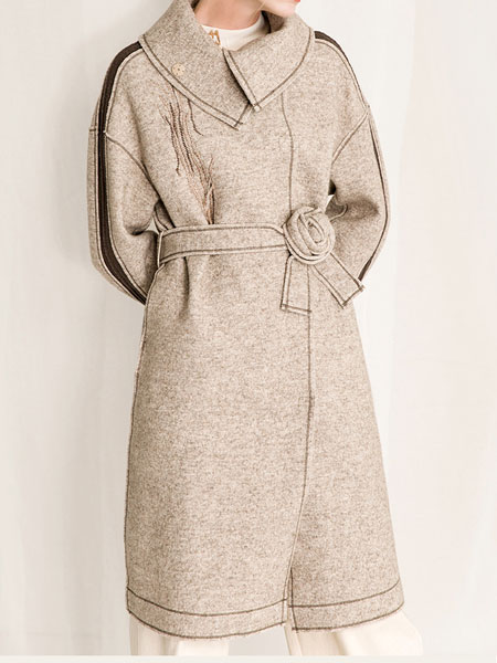 范可儿女装品牌2021冬季气质优雅长款呢子大衣