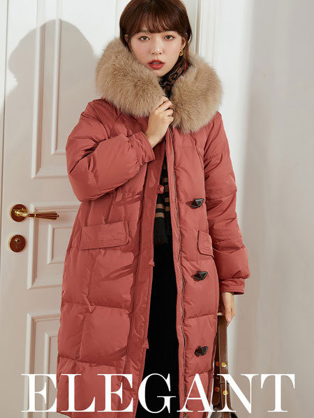 朗文斯汀女装品牌2021冬季长款复古保暖羽绒服
