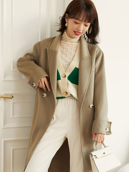 朗文斯汀女装品牌2021冬季长款韩版气质大衣