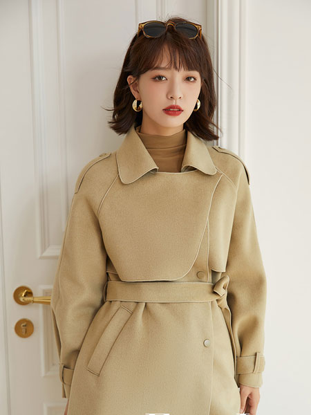 朗文斯汀女装品牌2021冬季系腰带韩版舒适大衣