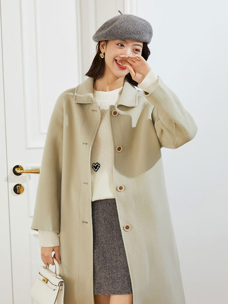 朗文斯汀女装品牌2021冬季中长款气质韩版呢子大衣