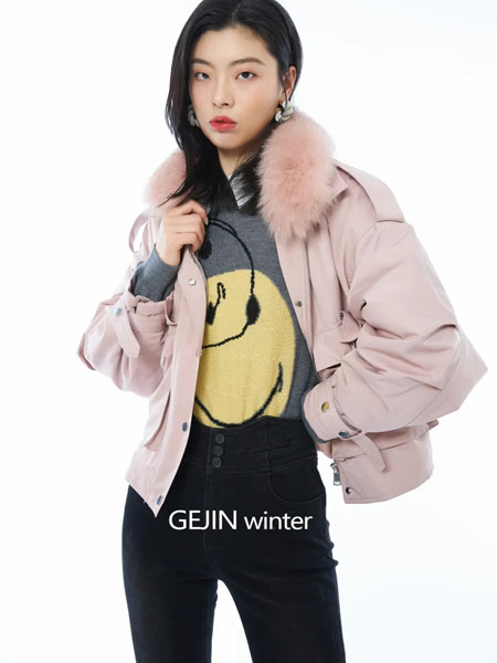 歌锦女装品牌2021冬季毛领保暖时尚棉服