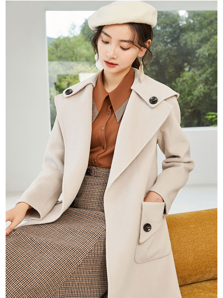 洛呗一女装品牌2021冬季长款气质时尚风衣