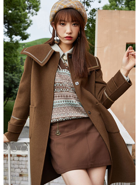 洛呗一女装品牌2021冬季韩版气质时尚呢子大衣