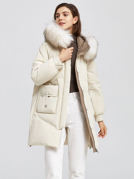 坦博尔女装品牌2021冬季毛领加厚时尚羽绒服
