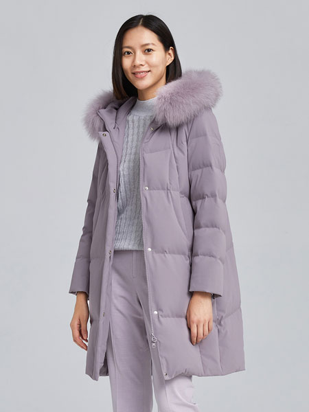 坦博尔女装品牌2021冬季毛领中长款保暖羽绒服