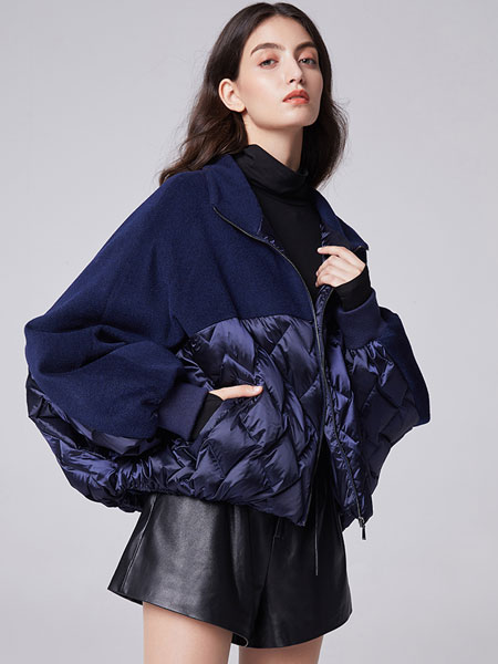 玛依尔女装品牌2021冬季拼接保暖短款羽绒服