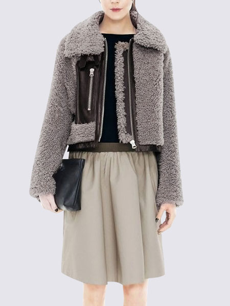 玛依尔女装品牌2021冬季短款羊羔毛时尚外套