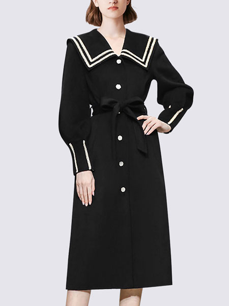 玛依尔女装品牌2021冬季气质收腰时髦连衣裙