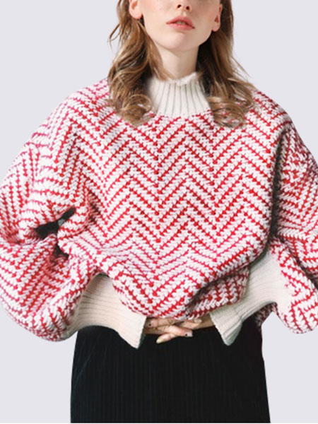 玛依尔女装品牌2021冬季高领复古甜美毛衣