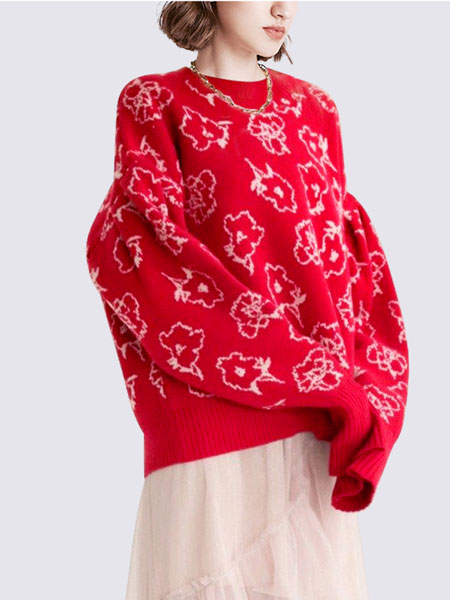 玛依尔女装品牌2021冬季圆领复古时髦柔软毛衣