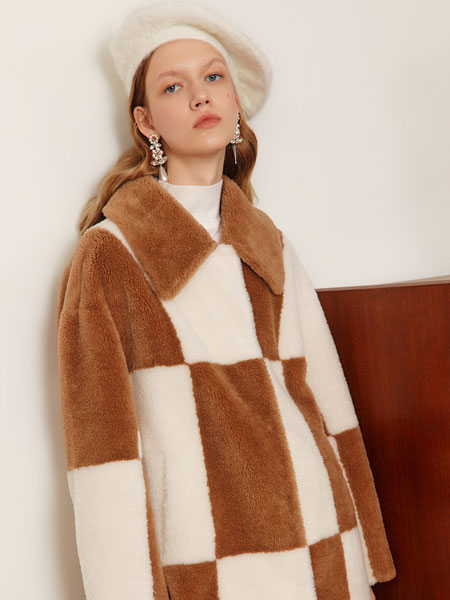 摩萨克女装品牌2021冬季格子羊毛外套
