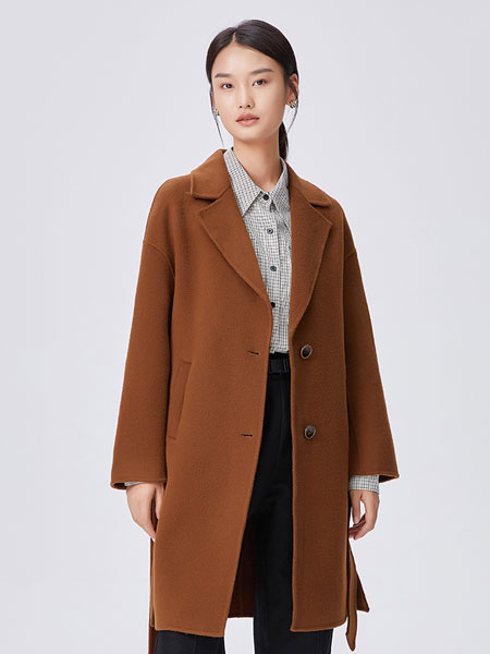 真我永恒女装品牌2021秋冬棕色韩版舒适大衣