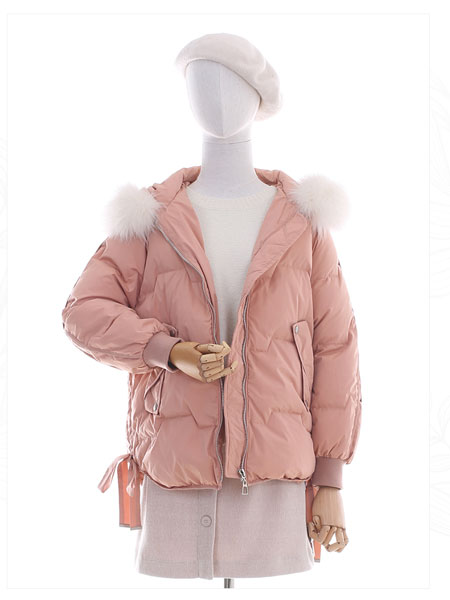 邦珈女装品牌2021冬季甜美短款保暖羽绒服