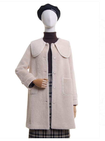 邦珈女装品牌2021冬季中长款气质呢子大衣