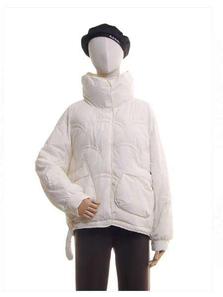邦珈女装品牌2021冬季纯白气质保暖羽绒服