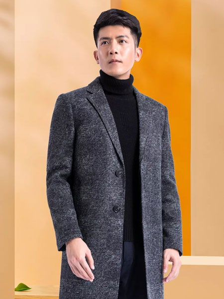 富紳男裝品牌2021冬季氣質韓版中長款呢子外套