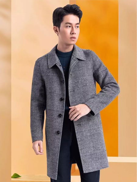 富紳男裝品牌2021冬季修身時髦呢子外套