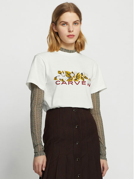 Carven卡纷女装品牌2021冬季印花时尚套装