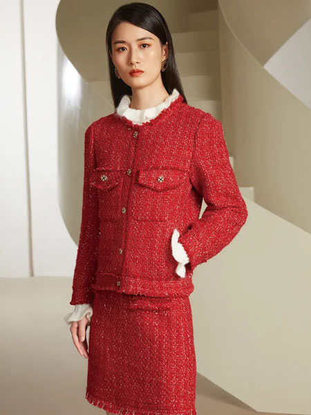 华丹尼女装品牌2021冬季小香风时尚套装