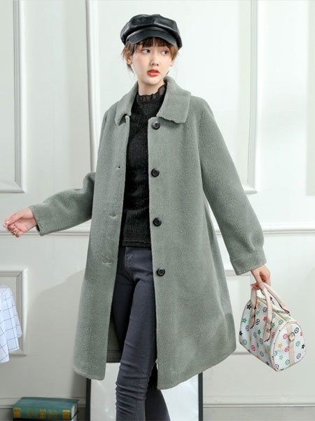 爱弗瑞女装品牌2021冬季中长款韩版呢子大衣