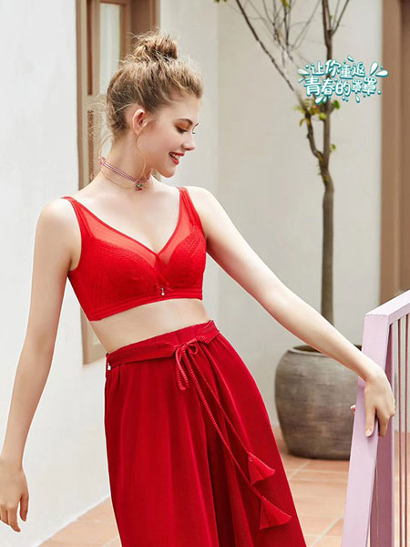 小妇人内衣品牌2022春夏红色蕾丝时髦内衣