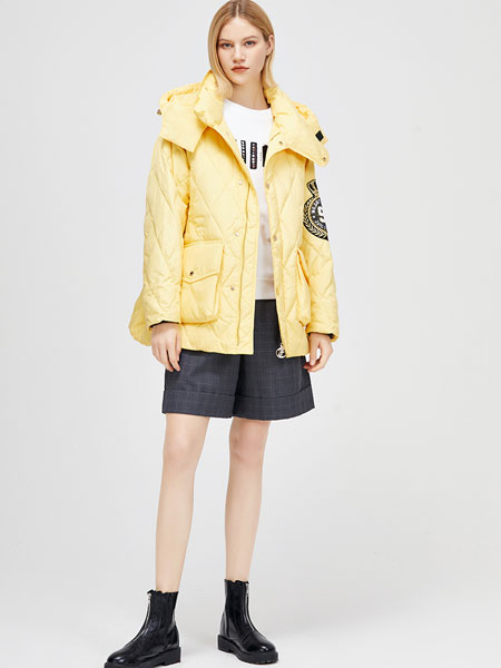 橘滋女裝品牌2021冬季連帽氣質時尚保暖羽絨服