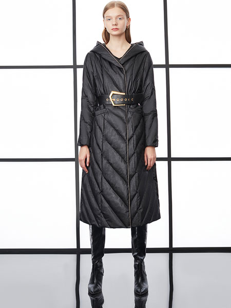 DKNY唐可娜儿女装品牌2021冬季系腰带时尚羽绒服