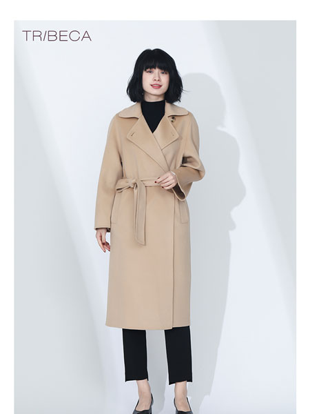 TR/BECA翠贝卡女装品牌2021冬季系腰带长款大衣