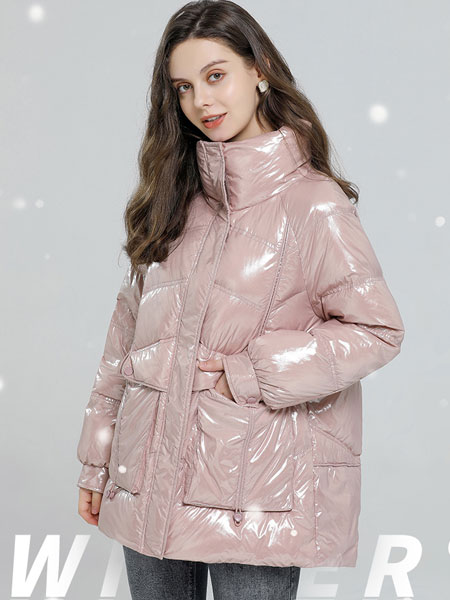 法妮女装品牌2021冬季亮面时尚保暖羽绒服