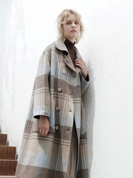 点占女装品牌2021冬季宽松时尚长款呢子大衣