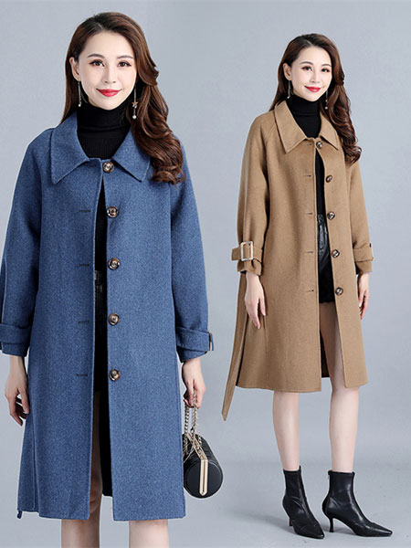 柏维娅女装品牌2021冬季长款韩版气质呢子大衣
