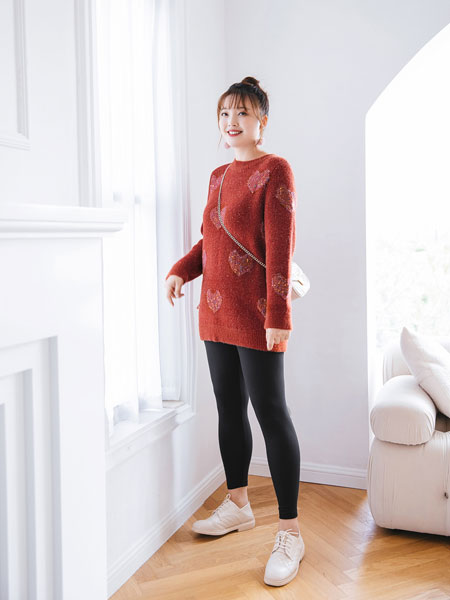 msshe女装品牌2021冬季刺绣圆领柔软毛衣