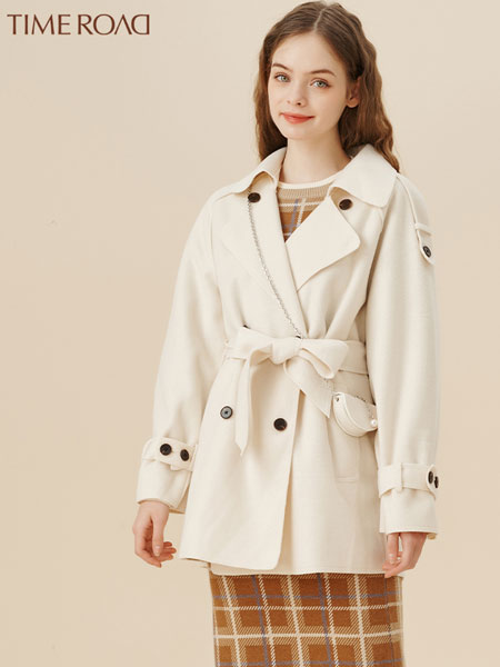 汤米诺女装品牌2021冬季系腰带简约外套