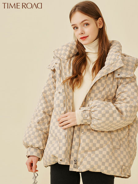 汤米诺女装品牌2021冬季立领短款保暖羽绒服
