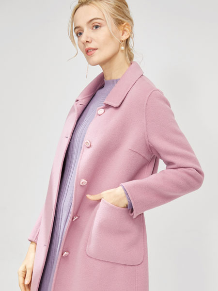 曼哈芙MYHALF女装品牌2021冬季甜美舒适呢子大衣