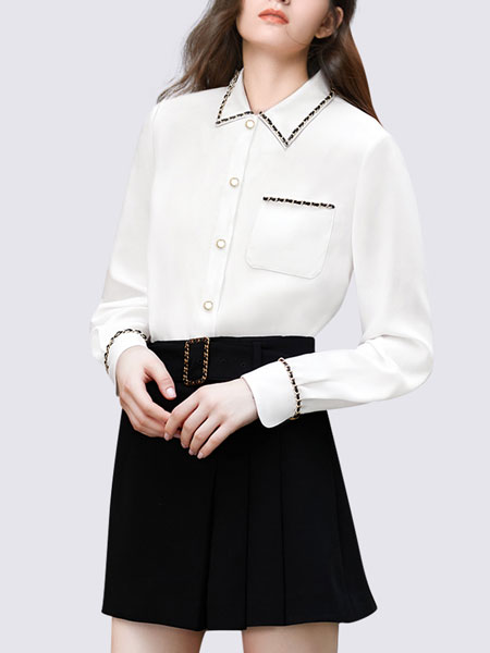 玛依尔女装品牌2022春季简约气质时髦衬衫
