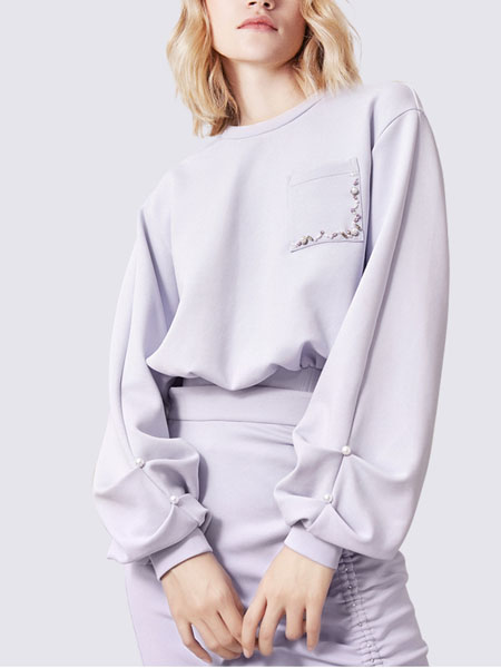 玛依尔女装品牌2022春季浅紫色韩版套装
