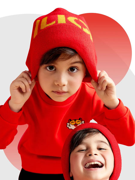 以纯童装童装品牌2022春季虎头红色喜庆新年单品