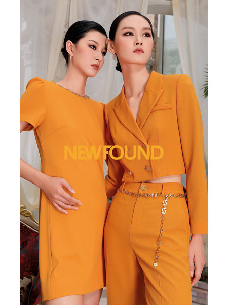 紐方女裝品牌2022春季橘色商務休閑套裝