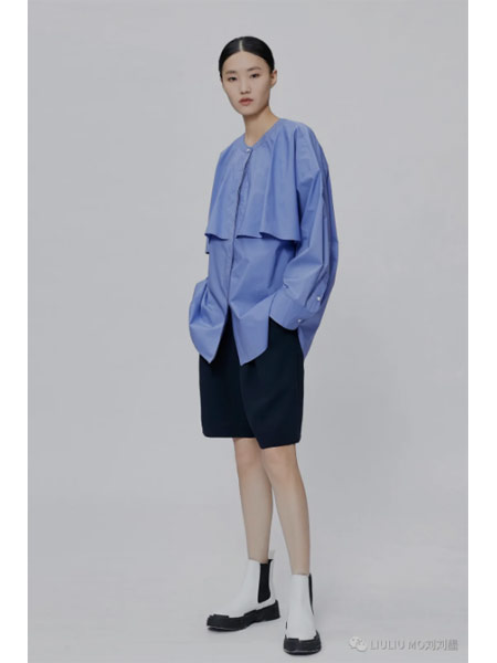 LIULIU MO刘刘墨女装品牌2022春夏蓝色俏皮街头范上衣