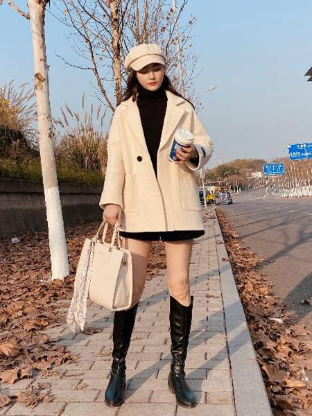 唯美印象女装品牌2022春季纯色韩版淑女快时尚小清新中长款外套
