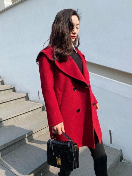 唯美印象女装品牌2022春季红色韩版快时尚商务通勤风百搭风衣