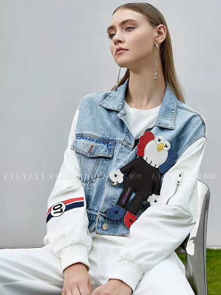 艾利欧女装品牌2022春夏韩版快时尚休闲街头范俏皮百搭学院条纹牛仔短款外套