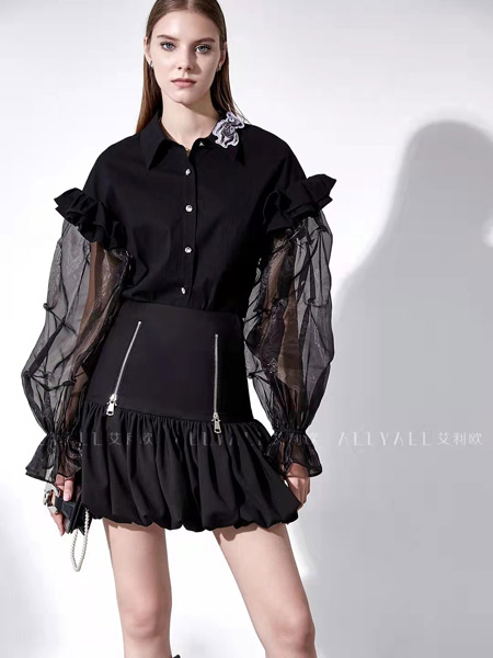 艾利歐女裝品牌2022春夏黑色日系淑女通勤風街頭范歐美小香風名媛套裝