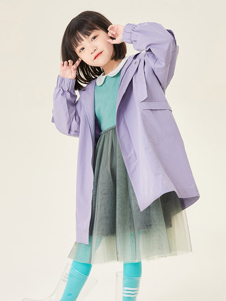加比瑞童装品牌2022春夏原创日系百搭宽松潮森系复古潮童女童简约休闲个性中长款风衣外套潮
