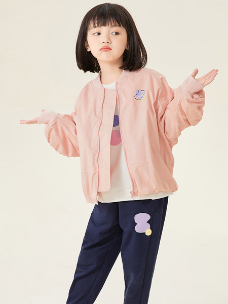 加比瑞童装品牌2022春夏原创日系百搭宽松潮运动学院复古女童简约休闲舒适立领棒球服