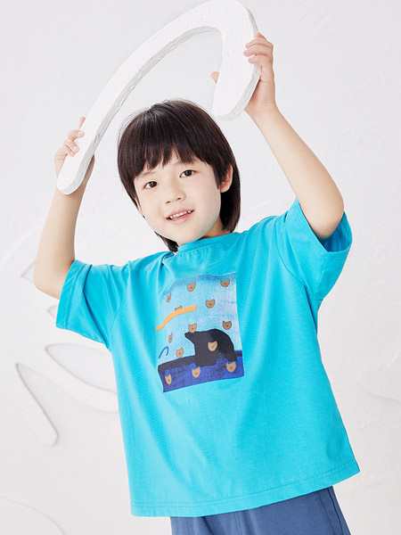 加比瑞童装品牌2022春夏韩版运动学院复古潮童百搭男童卡通休闲个性短袖T恤中大童儿童上衣