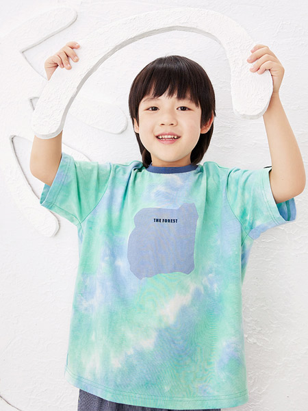 加比瑞童装品牌2022春夏韩版运动学院复古潮童弹力休闲男童舒适休闲潮流短袖T恤中大童儿童上衣